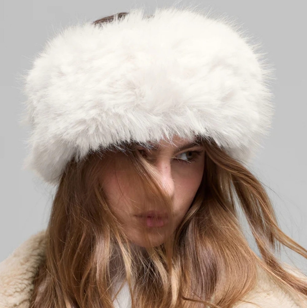 ALO Yoga Opulent Faux Fur Wintersun Headband Ear Warmers in Ivory - Picture 3 of 6